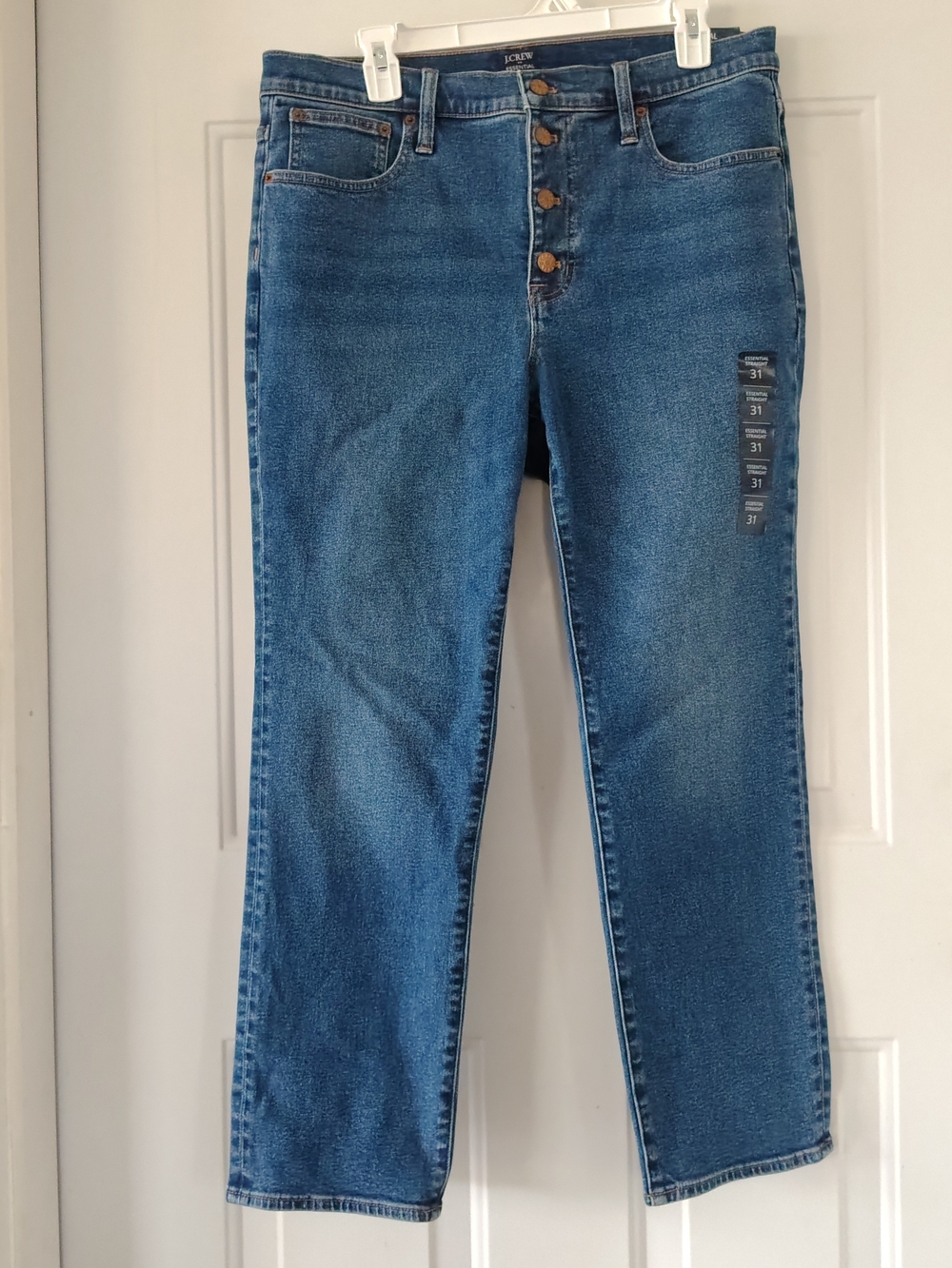 NWT J. Crew Straight-Leg High-Rise Jeans in Medium Blue Wash Button Fly